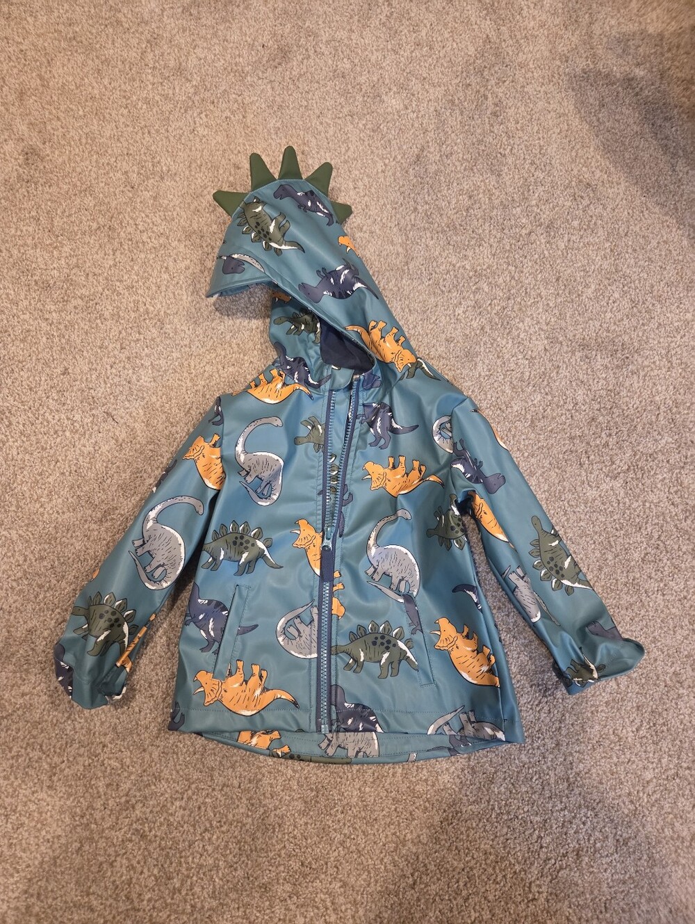 Little Me Dinosaur Print Raincoat with 3D Spikes | Size 2T